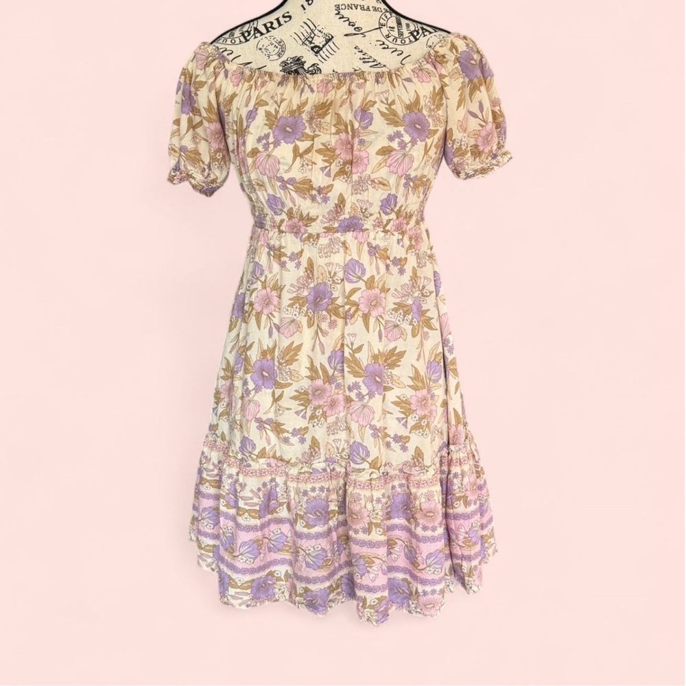 Purple Puff Sleeve Mini Sundress